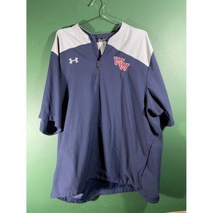 Under Armour - Men's Navy Blue/Gray 1/4 Zip Short Sleeve Pullover "WW Logo" - Si